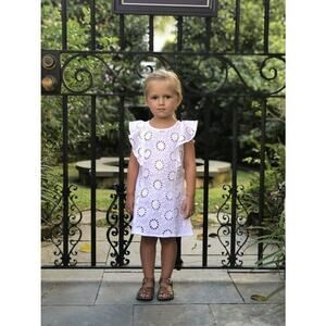 Beach Bébé Charleston Girls White 100% Cotton Sweet Little Eyelet Dress Size 3